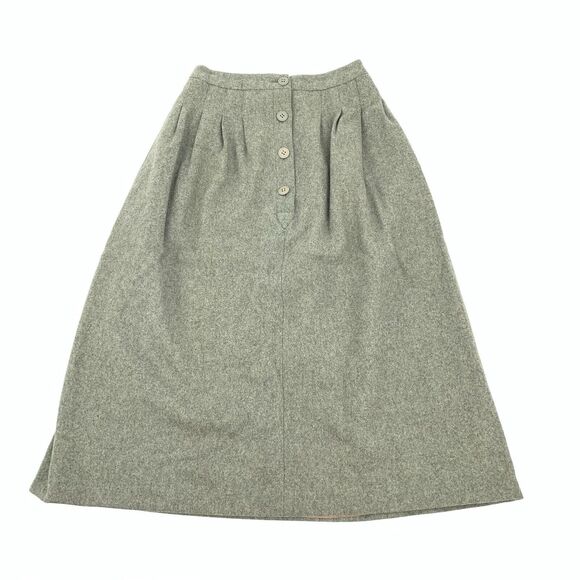 Cacharel Dresses & Skirts - Vintage 1970s Cacharel Pleated Wool A-Line Button Front Skirt 36 US 4 Green Gray